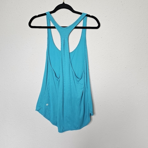 Lululemon 105 Singlet Turquoise Bali Breeze Gray Micro Stripe Size 8 - Picture 3 of 6